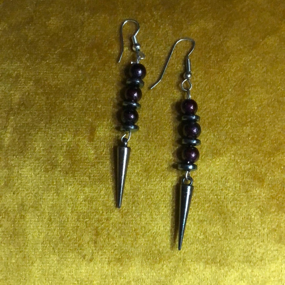 Handmade black graphite earrings